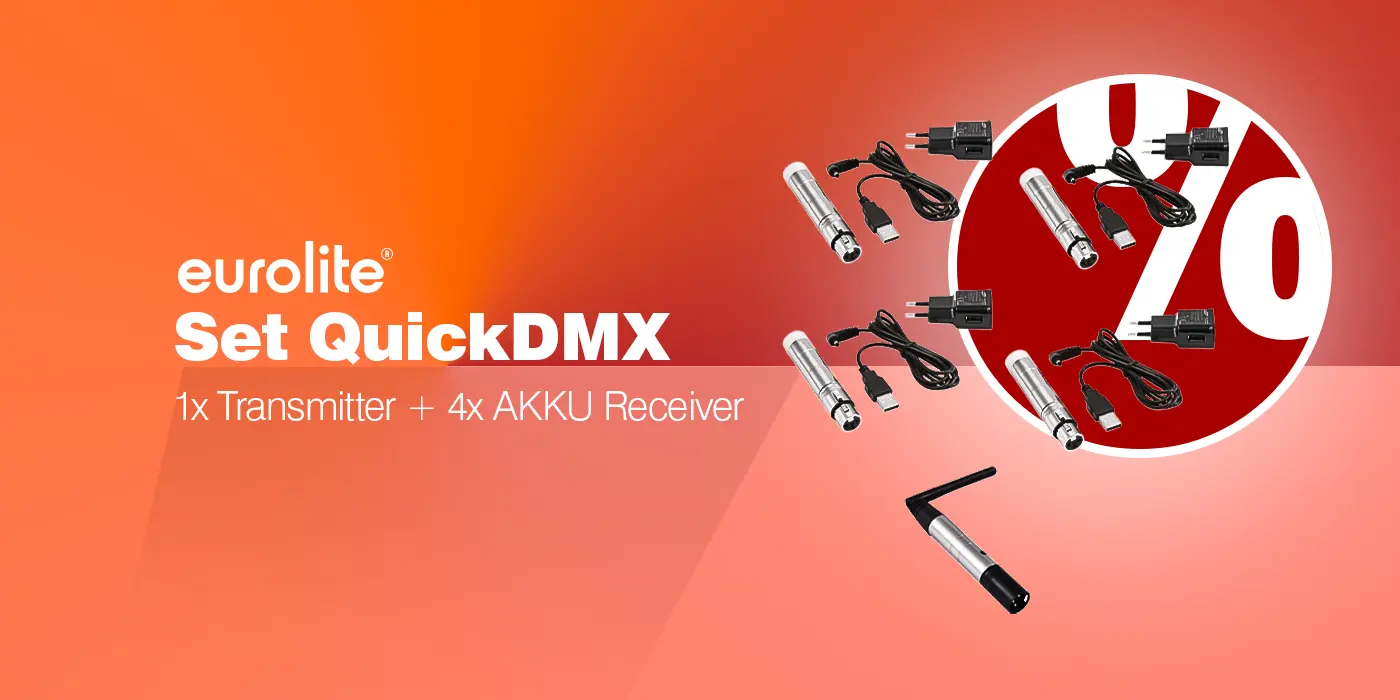 EUROLITE Set QuickDMX 1x Transmitter + 4x AKKU Receiver