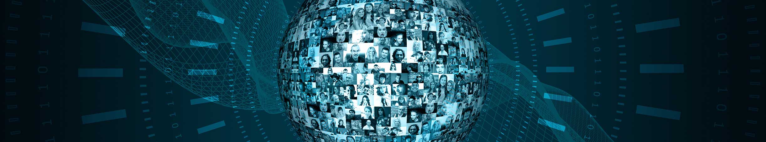 Globe terrestre avec des images de personnes